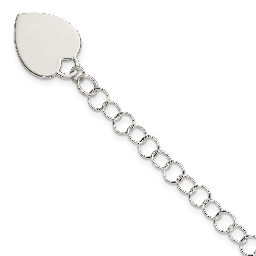 Kazi Luxury Sterling Silver Engraveable Heart Bracelet